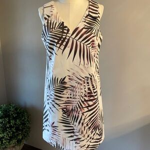 ANTONIO MELANI women’s sleeveless sheath stretch dress tropical V neckline 10